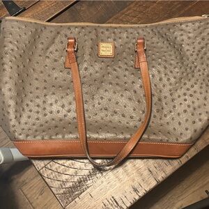 Dooney & Bourke Ostrich-Embossed Tan and Brown Tote